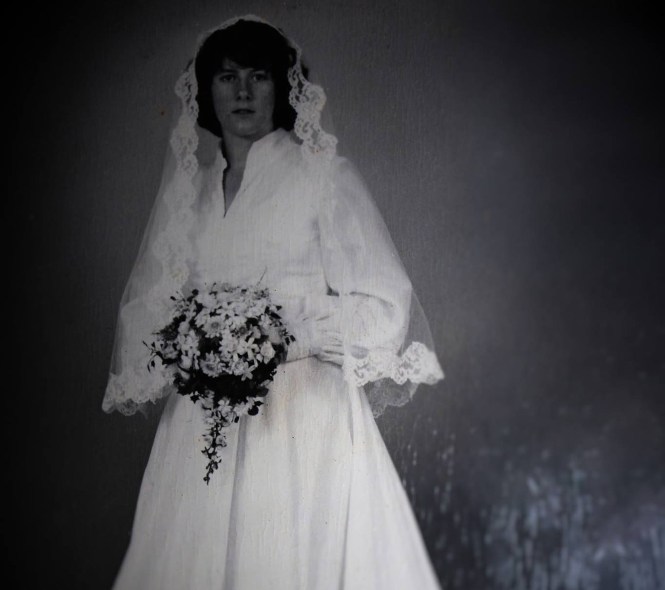 Preston Robert's wife, Kathleen in wedding dress