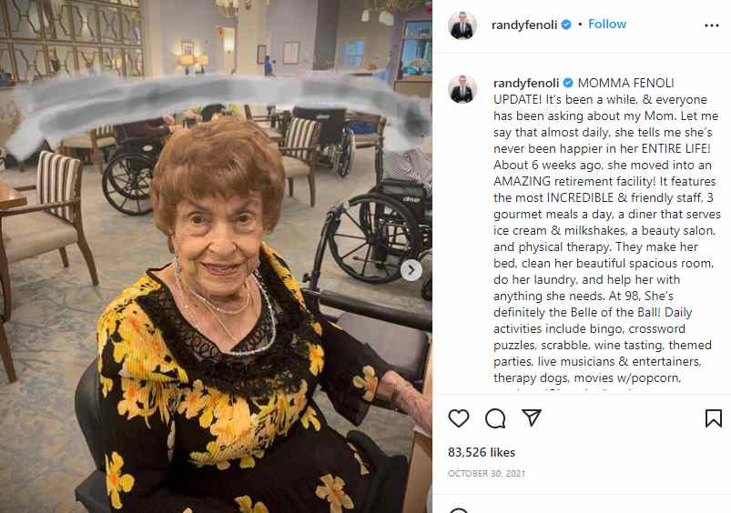 Randy Fenoli posted photo of his mother on instagram