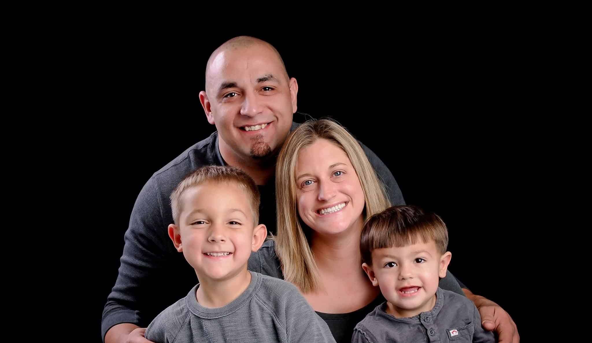 Image of Big-Chief with his wife, Alicia Shearer, and their kids