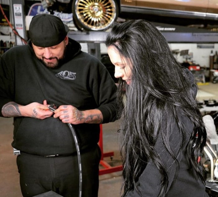 Image of Street Outlaws cast Big Chief with his wife to be girlfriend Jackie Braasch